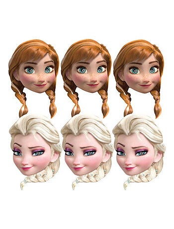 Lot de 6 Masques Anna et Elsa Disney La reine des Neiges