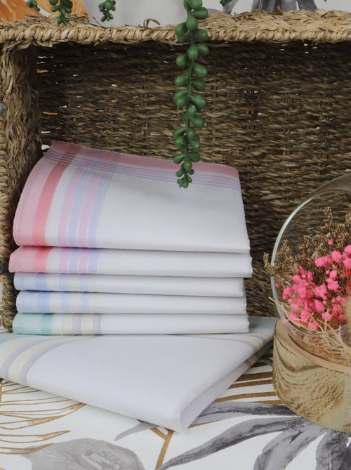 Lot de 6 mouchoirs en tissus imprimés AMBRE - Kiabi