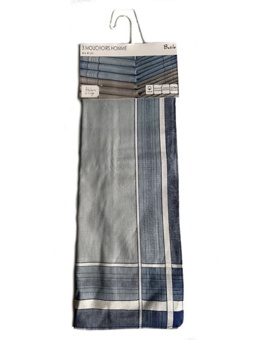 Lot de 6 mouchoirs homme BASILE 40x40 cm 100% coton - Kiabi