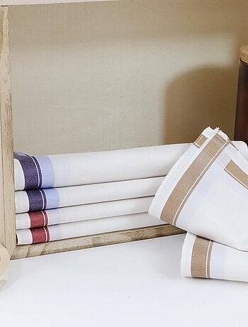 Lot de 6 mouchoirs tissu coton 57 fils QUENTIN
