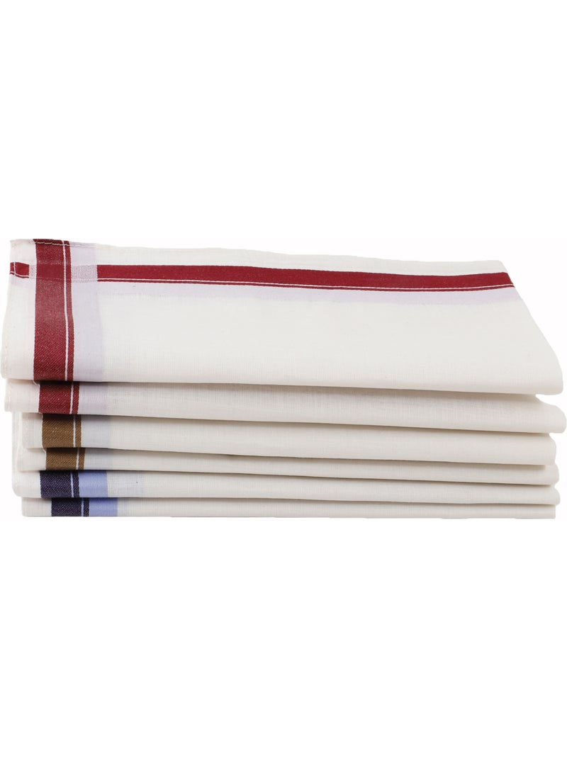 Lot de 6 mouchoirs tissu coton 57 fils QUENTIN Multicolore - Kiabi