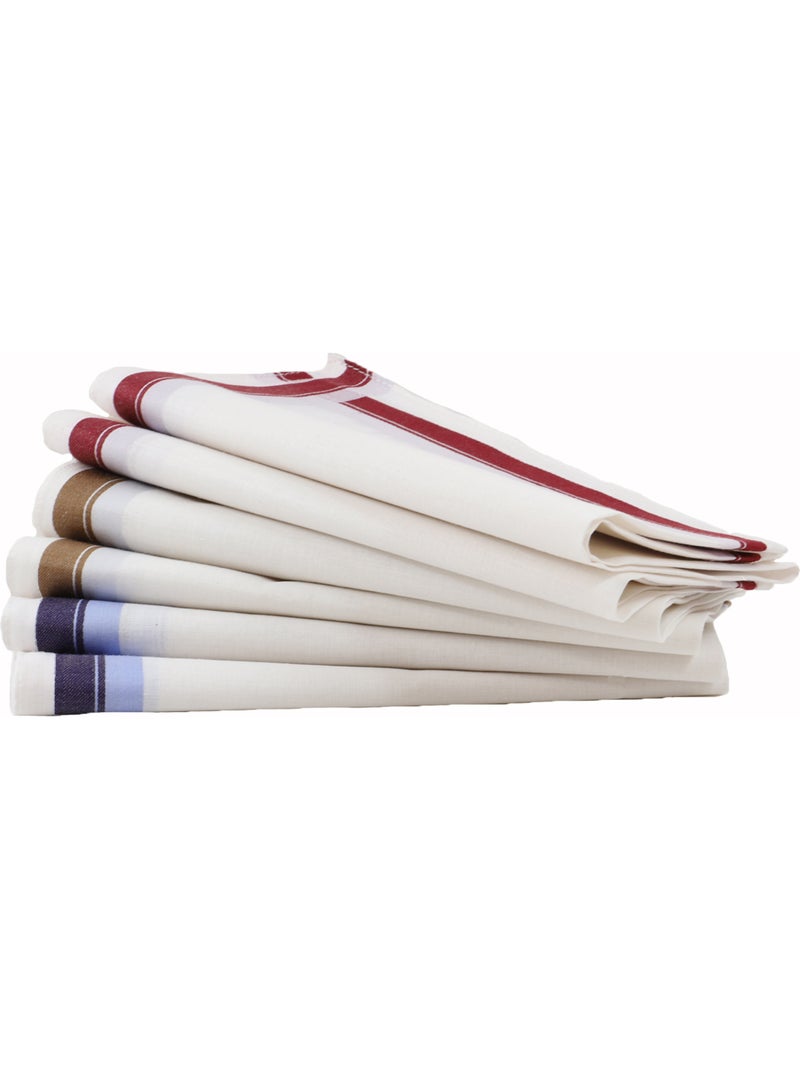 Lot de 6 mouchoirs tissu coton 57 fils QUENTIN Multicolore - Kiabi