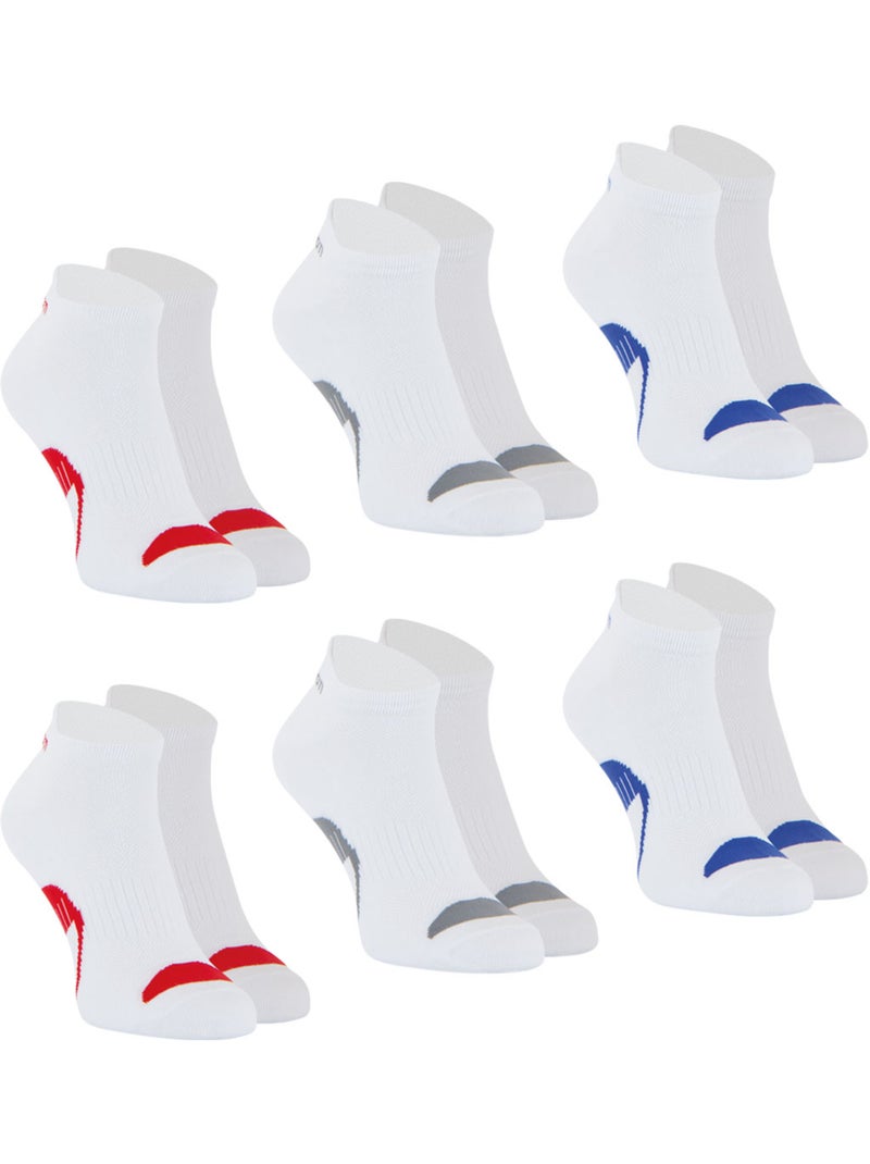 Lot de 6 paires de chaussettes basses homme Wilson Blanc / Bleu / Rouge - Kiabi