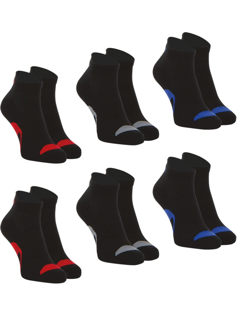Lot de 6 paires de chaussettes basses homme wilson Noir Rouge Bleu - Kiabi