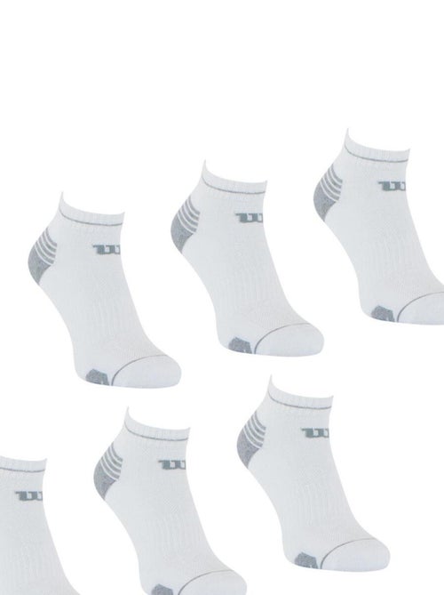 LOT DE 6 PAIRES DE CHAUSSETTES BASSES WILSON BLANC GRIS - Kiabi