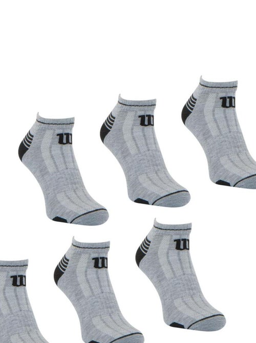 LOT DE 6 PAIRES DE CHAUSSETTES BASSES WILSON GRIS NOIR - Kiabi
