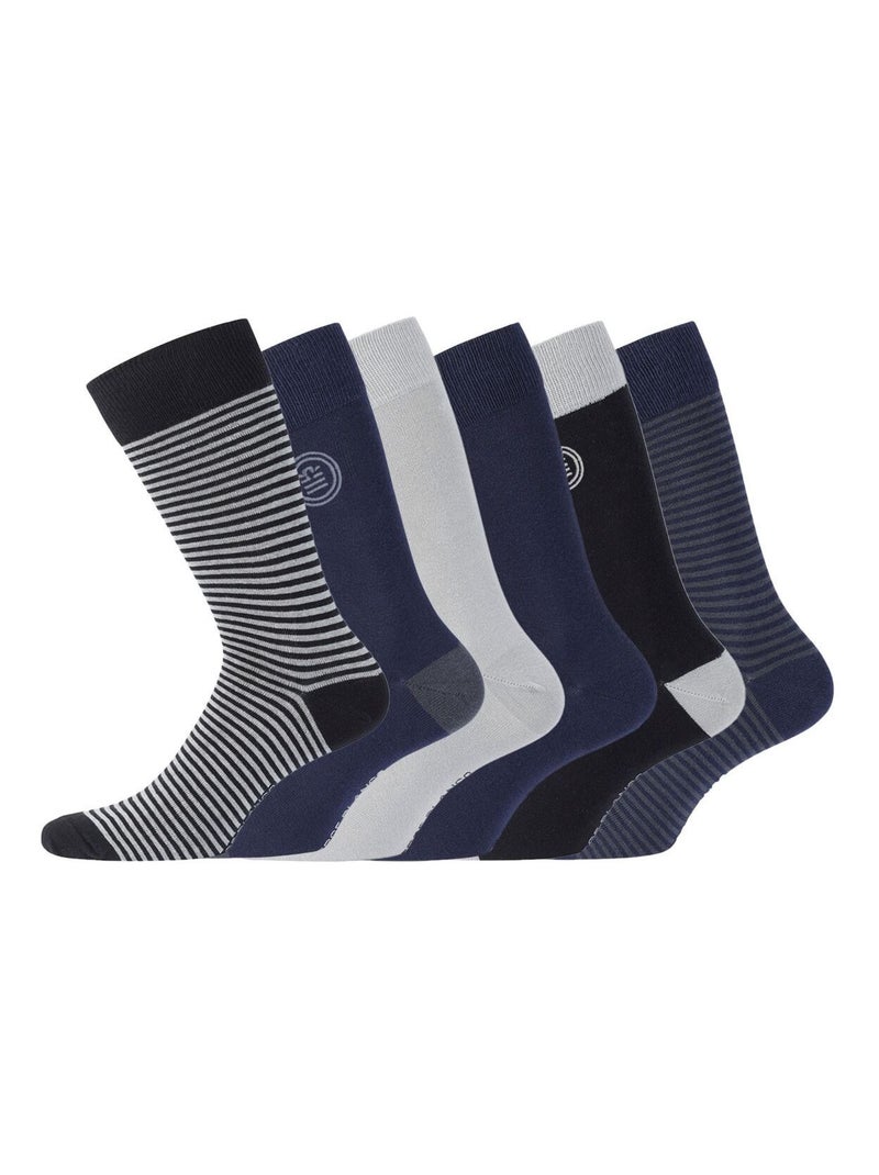Lot de 6 Paires de Chaussettes de ville coton homme Serge Blanco Gris - Kiabi