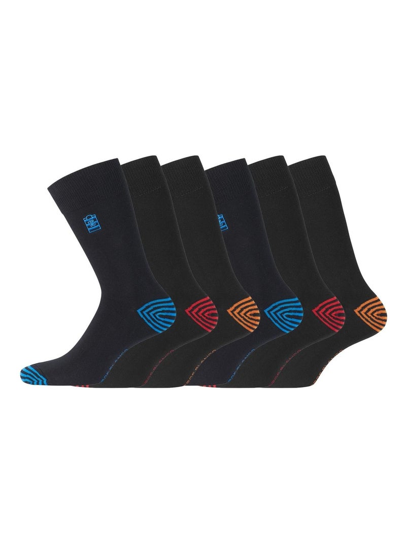 Lot de 6 Paires de Chaussettes de ville coton homme Serge Blanco Noir - Kiabi