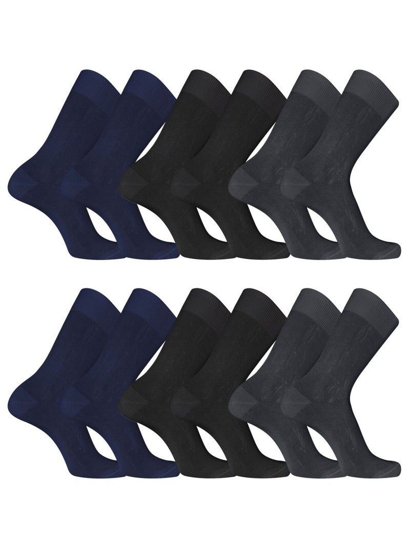 Lot de 6 Paires de chaussettes de ville en Fil d'Ecosse modèle 0110 Pierre Cardin Noir Bleu - Kiabi