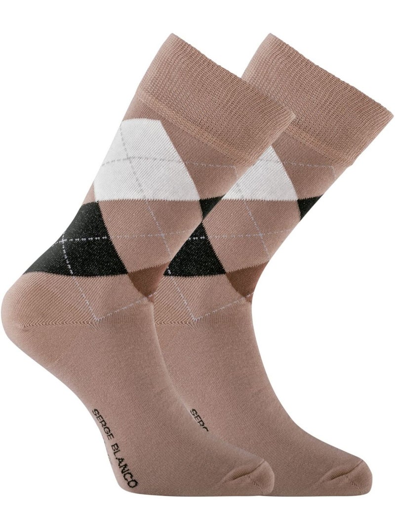 Lot de 6 paires de chaussettes de ville Serge Blanco Losange Serge Blanco Beige - Kiabi