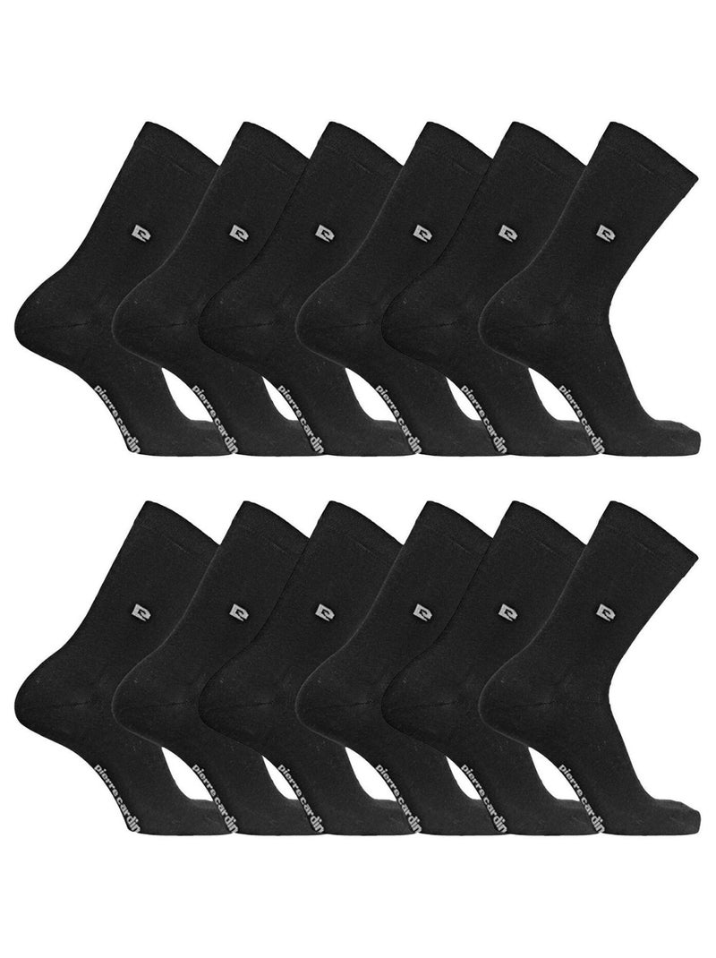Lot de 6 Paires de chaussettes de ville unies modèle PC 00399 Pierre Cardin Noir - Kiabi