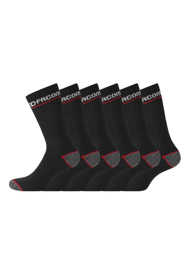 Lot de 6 Paires de Chaussettes longues de travail homme Red Facom Noir - Kiabi