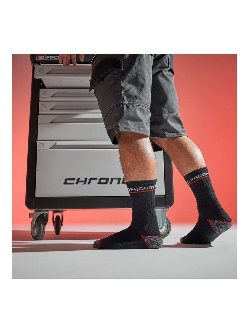 Lot de 6 Paires de Chaussettes longues de travail homme Red Facom Noir - Kiabi