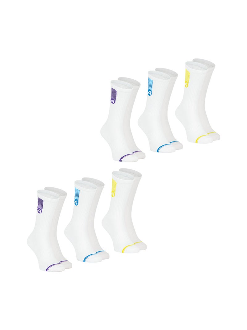 Lot de 6 paires de chaussettes mi-hautes homme Training Dry Athena Blanc Jaune Bleu - Kiabi