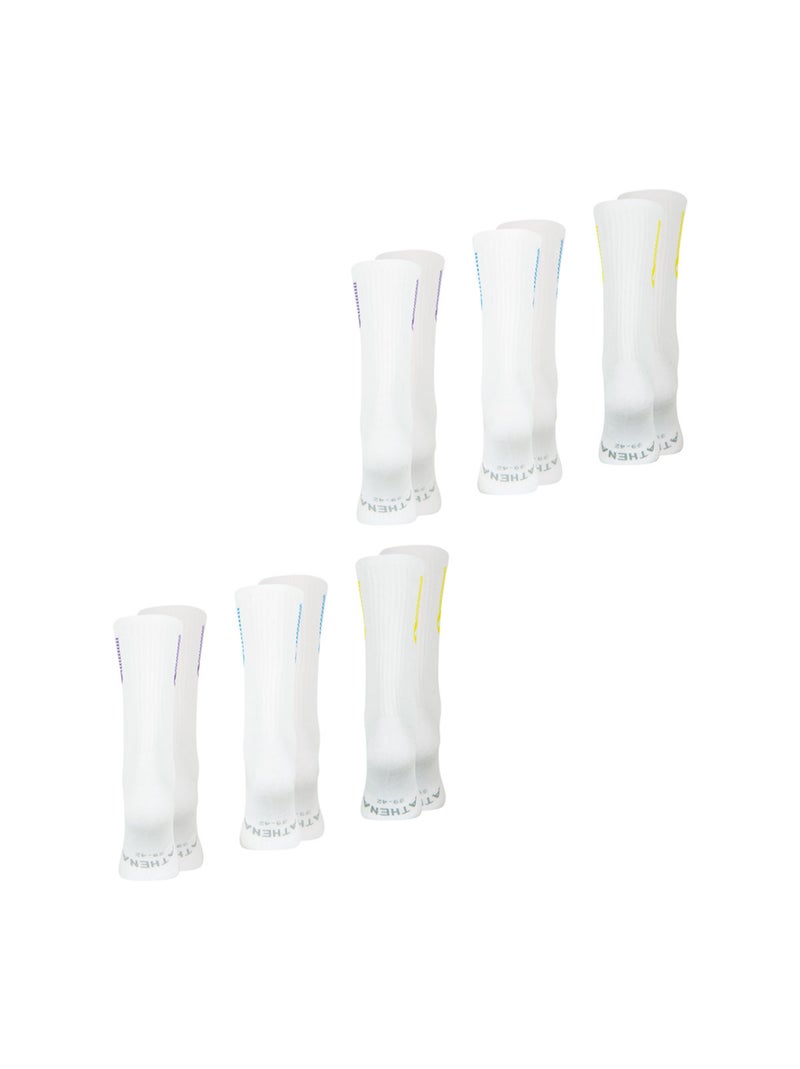 Lot de 6 paires de chaussettes mi-hautes homme Training Dry Athena Blanc Jaune Bleu - Kiabi