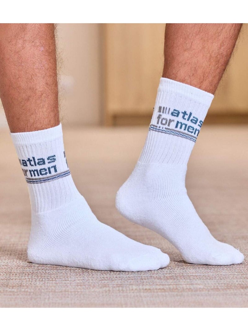 Lot de 6 paires de chaussettes mi-hautes spor  - atlas for men Blanc Noir - Kiabi