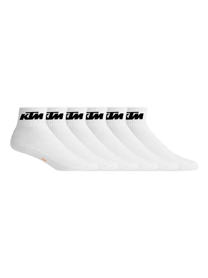 Lot de 6 Paires de Chaussettes Mid homme Ktm Blanc Noir - Kiabi