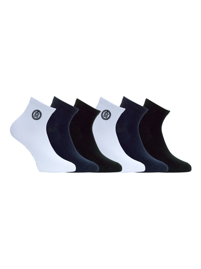 Lot de 6 paires de chaussettes quarter en coton peigné Serge Blanco Serge Blanco Bleu Noir - Kiabi