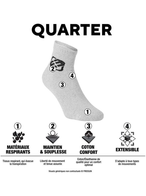 Lot de 6 paires de chaussettes quarter enfant modèle FRGN noir Freegun - Kiabi