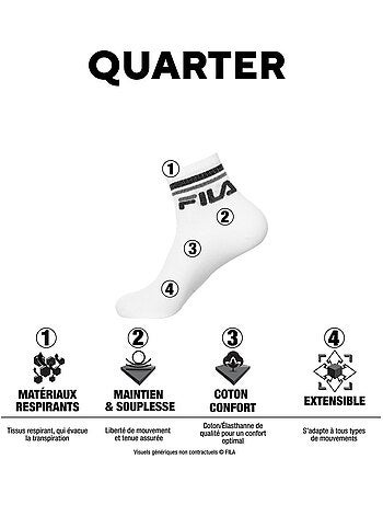 Lot de 6 paires de chaussettes quarter homme classic fila