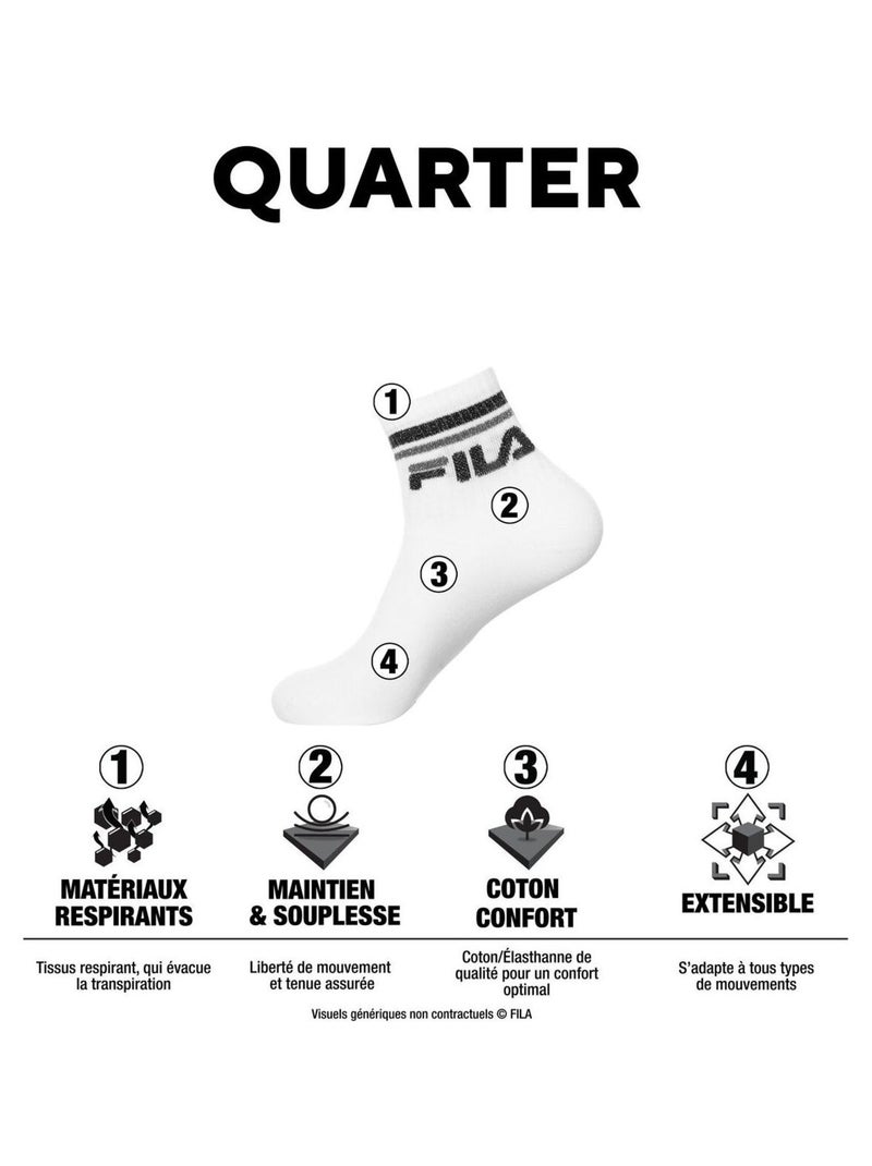 Lot de 6 paires de chaussettes Quarter homme F9300 Noir Fila Noir - Kiabi