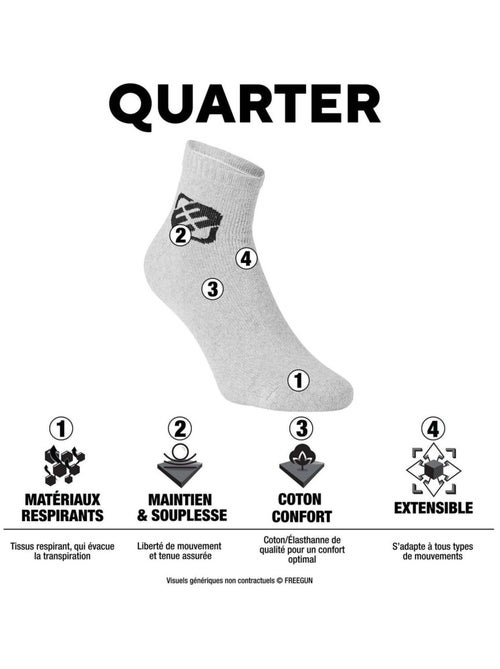 Lot de 6 paires de chaussettes quarter homme Freegun blanc Freegun - Kiabi Lot de 6 paires de chaussettes quarter homme Freegun blanc Freegun - Kiabi