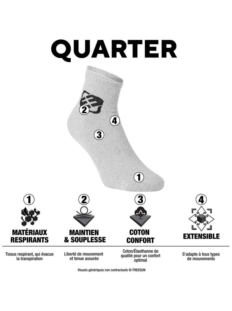 Lot de 6 paires de chaussettes quarter homme Freegun noir Freegun Noir - Kiabi