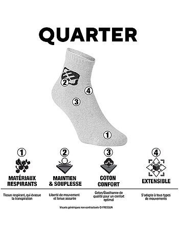 Lot de 6 Paires de Chaussettes Socquettes homme assorties Freegun
