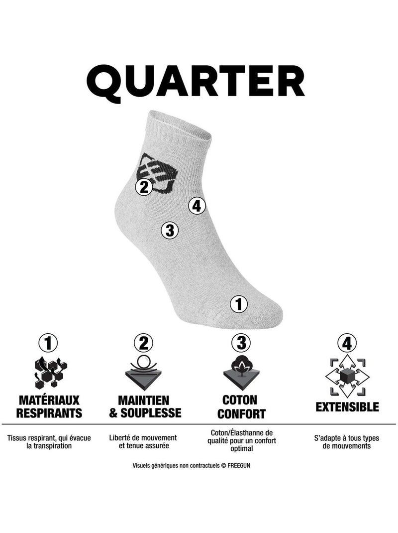 Lot de 6 Paires de Chaussettes Socquettes homme assorties Freegun Gris - Kiabi