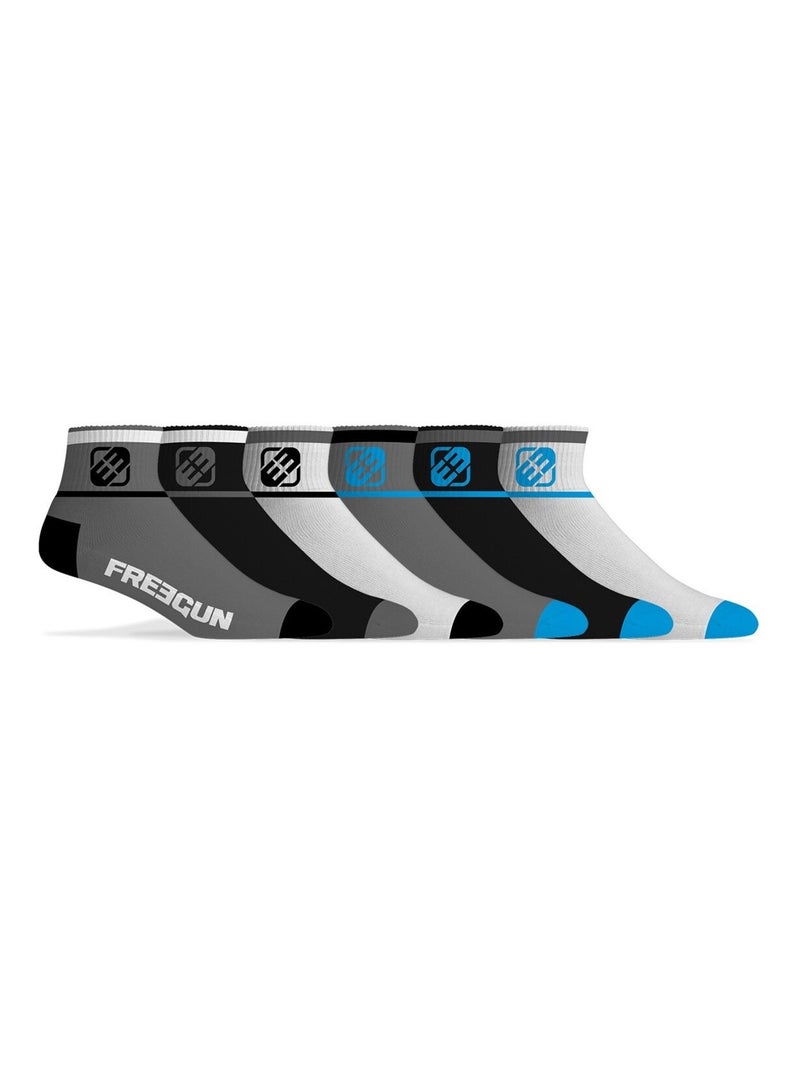 Lot de 6 Paires de Chaussettes Socquettes homme assorties Freegun Noir Blanc - Kiabi