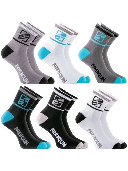 Lot de 6 Paires de Chaussettes Socquettes homme assorties Freegun - Kiabi