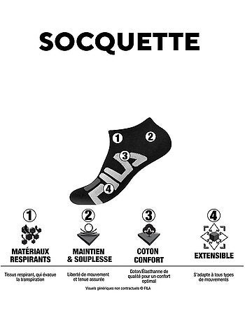 Lot de 6 paires de chaussettes socquettes homme sky blanc fila