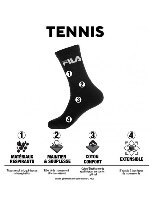 Lot de 6 Paires de Chaussettes Tennis Assorties Fila - Kiabi