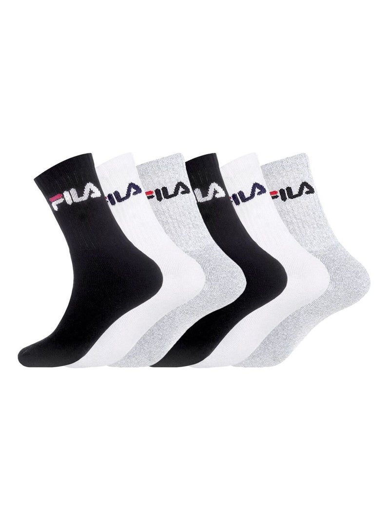 Lot de 6 Paires de Chaussettes Tennis Assorties Fila Blanc Noir Gris - Kiabi