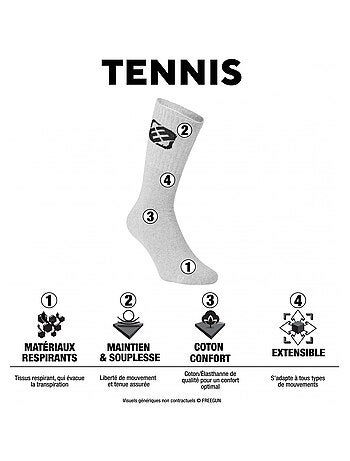 Lot de 6 Paires de Chaussettes Tennis homme assorties Freegun