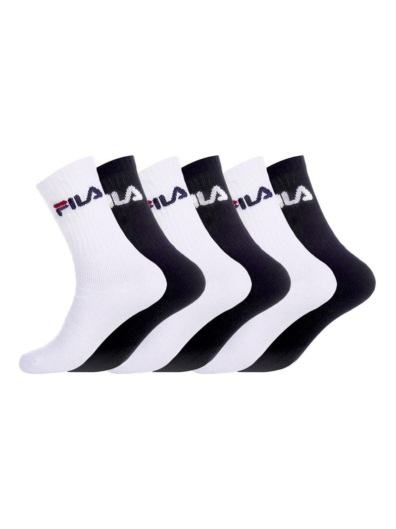 Lot de 6 Paires de Chaussettes Tennis homme Fila Blanc Noir - Kiabi