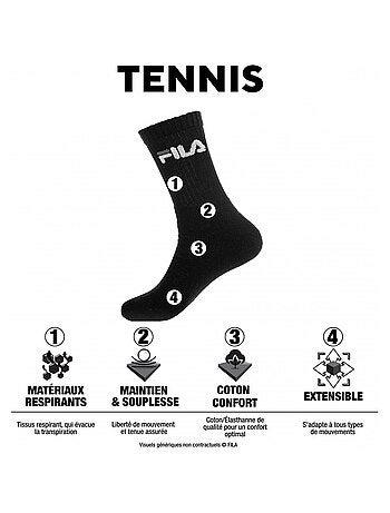 Lot de 6 paires de chaussettes tennis homme fila