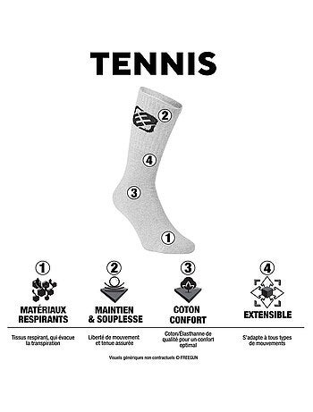 Lot de 6 Paires de Chaussettes Tennis homme Freegun
