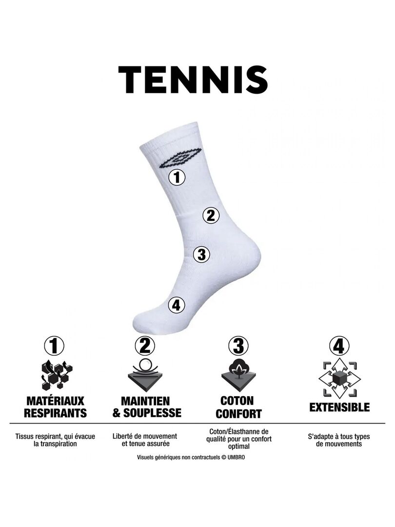 Umbro Lot de 6 Paires de Chaussettes Tennis homme Noir - Sous-vêtements Chaussettes  Homme 17,90 €
