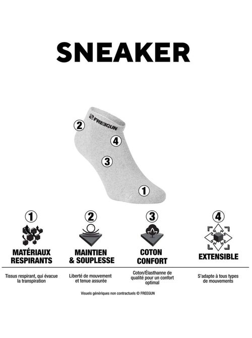 Lot de 6 paires de chaussettes tiges courtes homme Freegun blanc Freegun - Kiabi