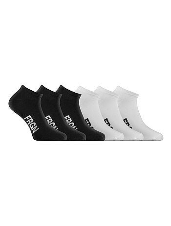 Lot de 6 paires de chaussettes tiges courtes homme Freegun noir/blanc Freegun