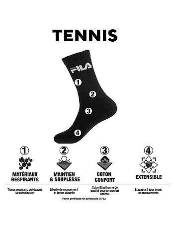 Lot de 6 paires de tennis homme f9581 noir fila
