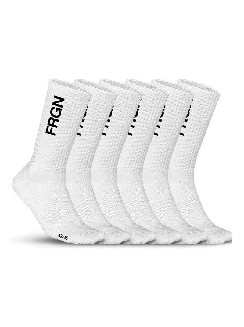 Lot de 6 paires de tennis homme modèle FRGN Freegun Blanc Noir - Kiabi