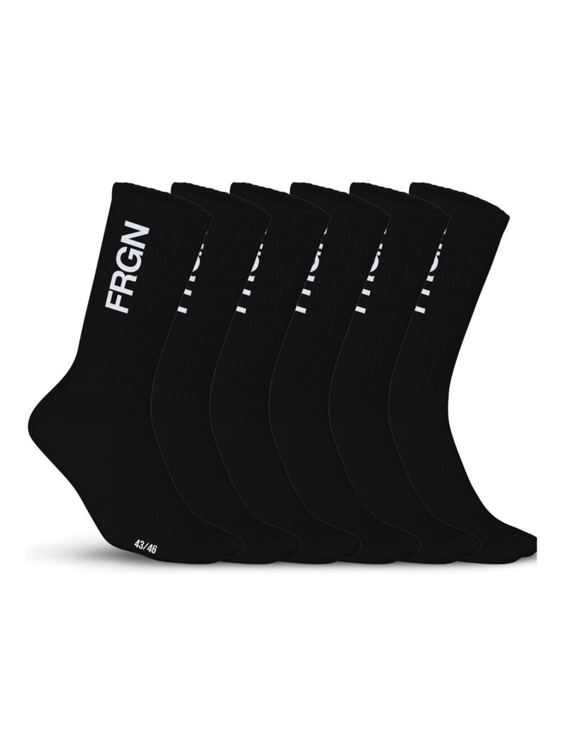 Lot de 6 paires de tennis homme modèle FRGN Freegun Noir Blanc - Kiabi