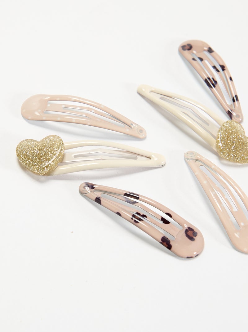 Lot de 6 pinces clic clac Beige - Kiabi