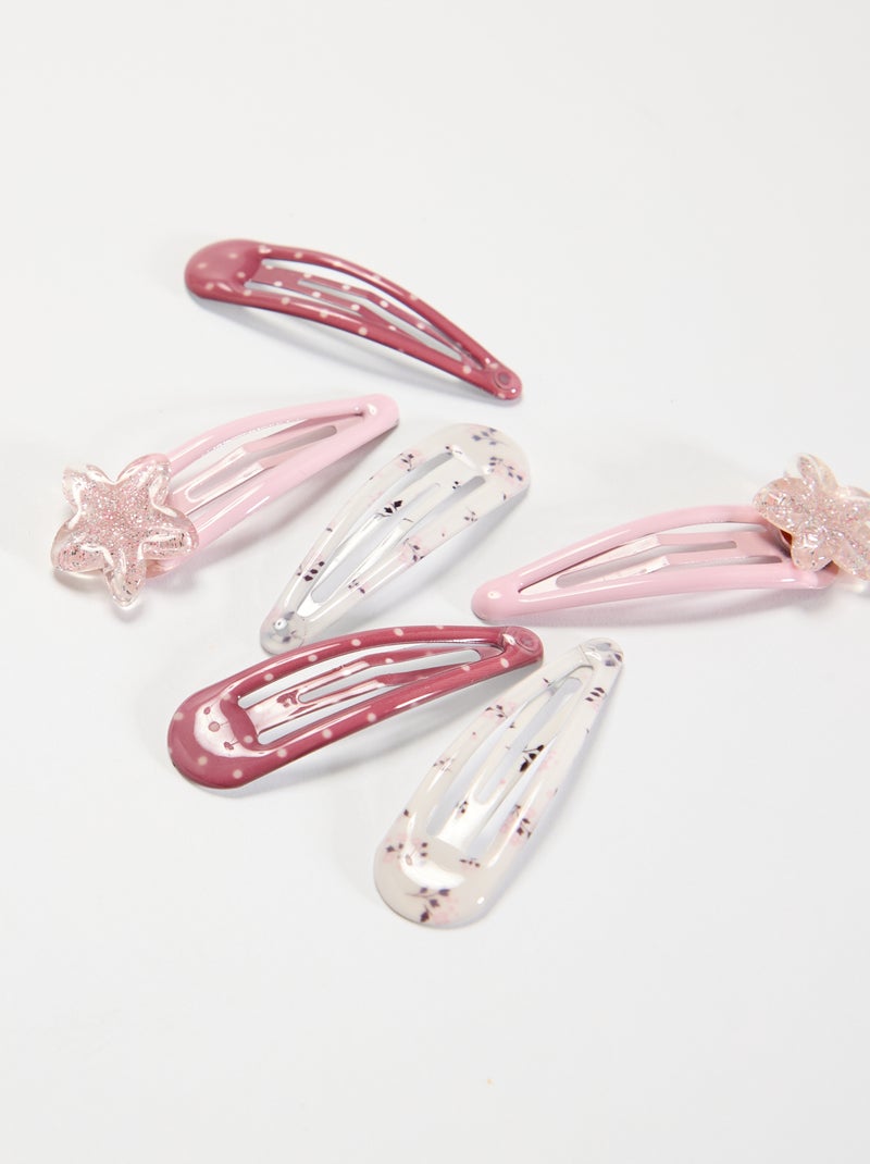 Lot de 6 pinces clic clac Rose - Kiabi