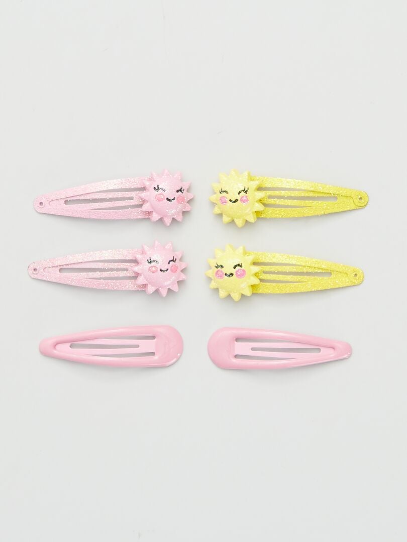 LA REINE DES NEIGES Lot de 6 Pinces Clic clac – Bleu, rose et blanc