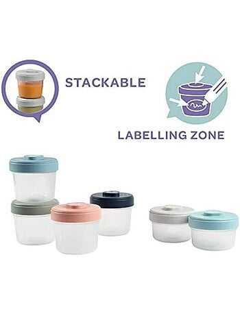 Lot de 6 pots de conservation bleu et rose (90 ml et 150 ml)