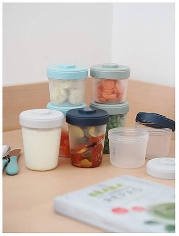 Lot de 6 pots de conservation bleu et rose (90 ml et 150 ml)