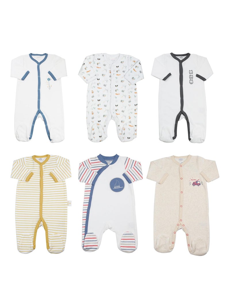 lot de 6 pyjamas bébé Blanc - Kiabi